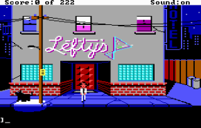 Leisure Suit Larry in the Land of the Lounge Lizards. It all began here in front of Lefty\'s bar.
